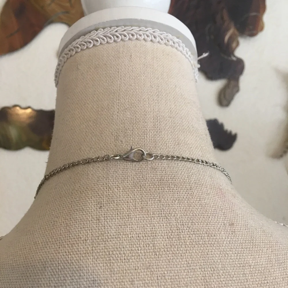 Silver tone v shape tassel chain necklace